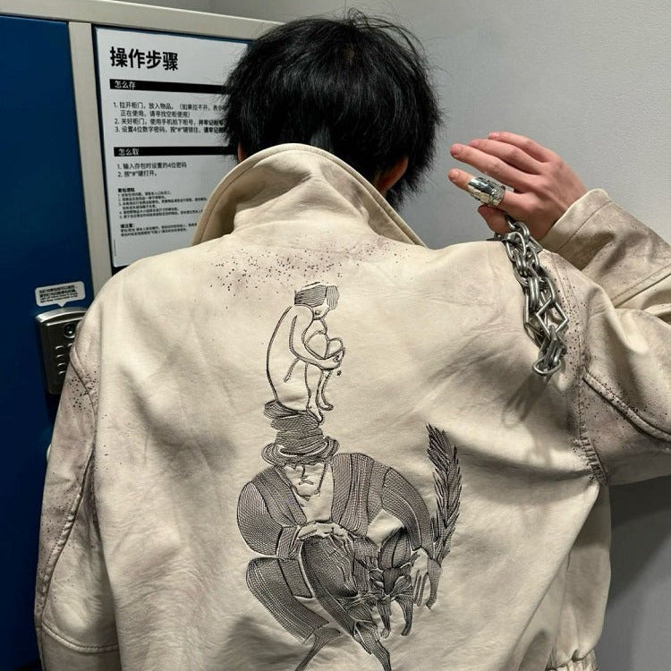 ERD Melancholy White LEather Jacket