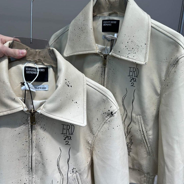 ERD Melancholy White LEather Jacket