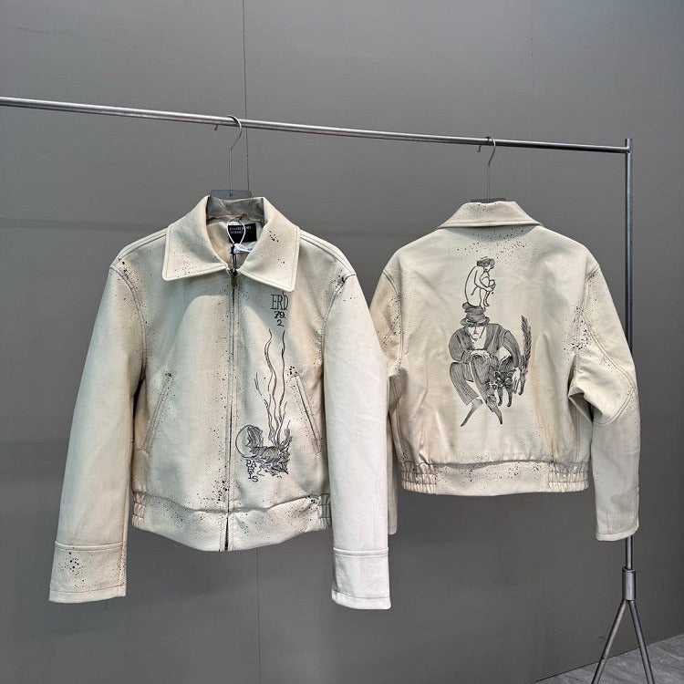 ERD Melancholy White LEather Jacket